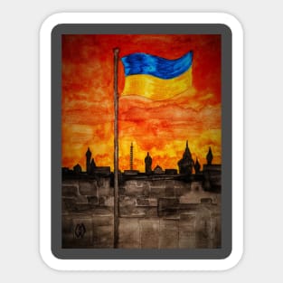 As the sun sets in Ukraine Sticker